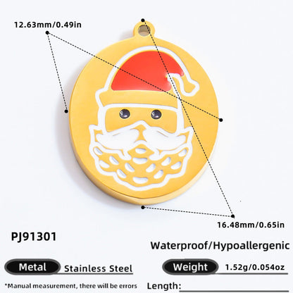 DIY Christmas-Themed 18K Gold-Plated Stainless Steel Pendant Accessories