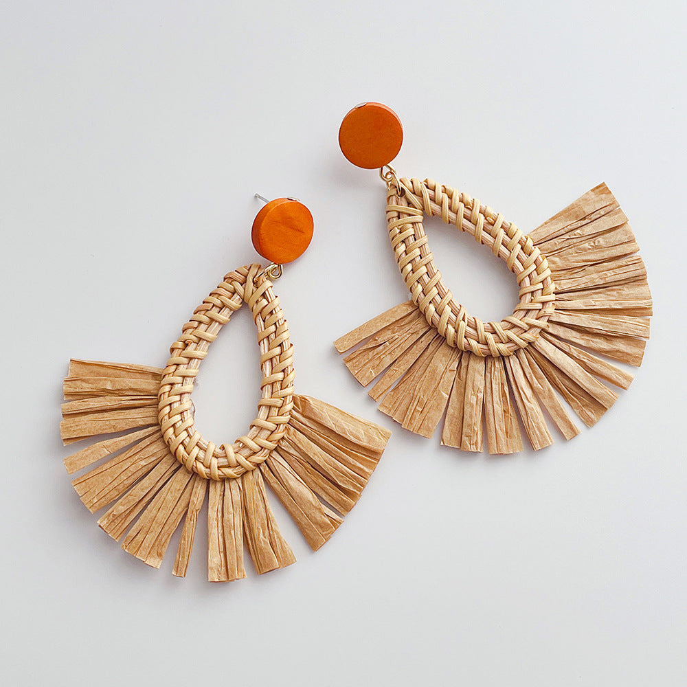 Elegant Simple Elegant Rattan Hoop Earrings