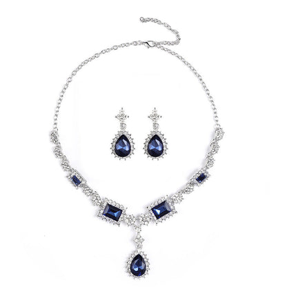 Trendy Fashionable Gemstone Necklace and Earring Set