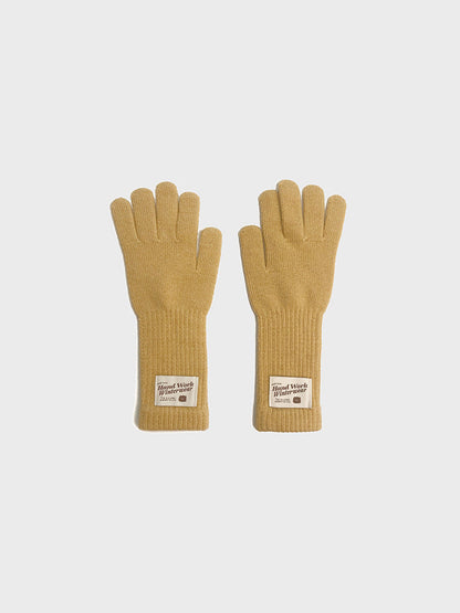 Simple Solid Color Warm Knit Wool Gloves