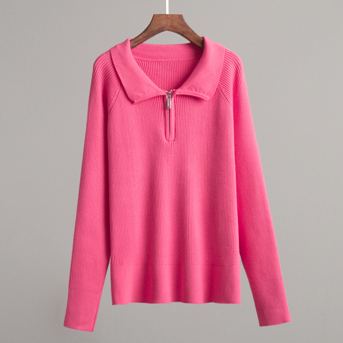 Casual Polo Neck Knitted Sweater Comfortable All-Season Wear