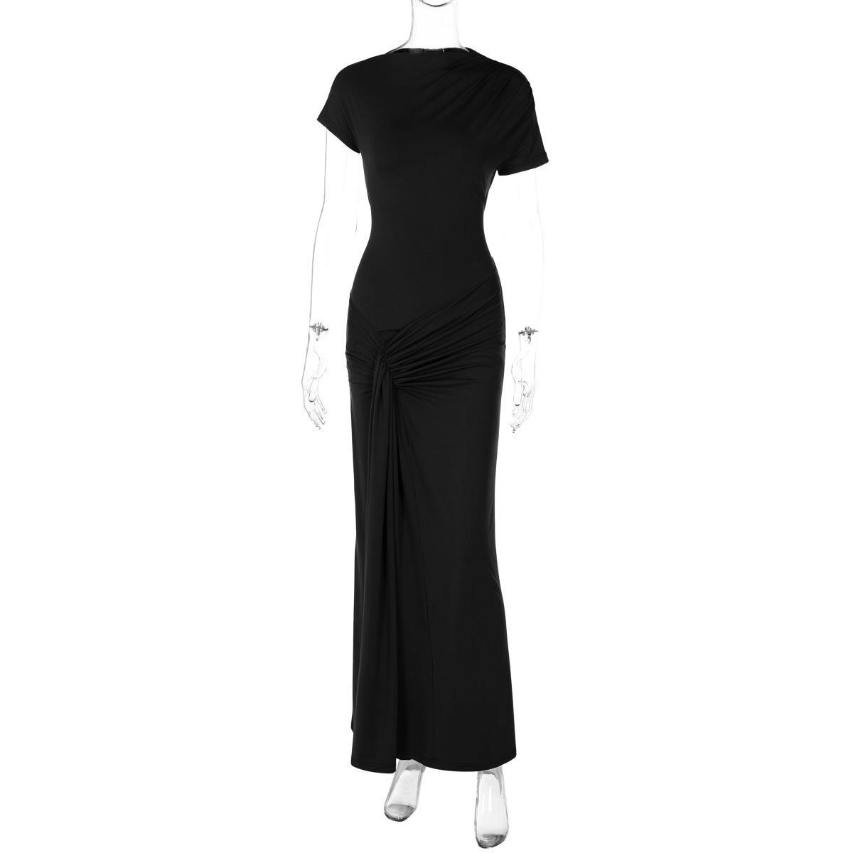Elegant Fitted Ruffled Short Sleeve Dress