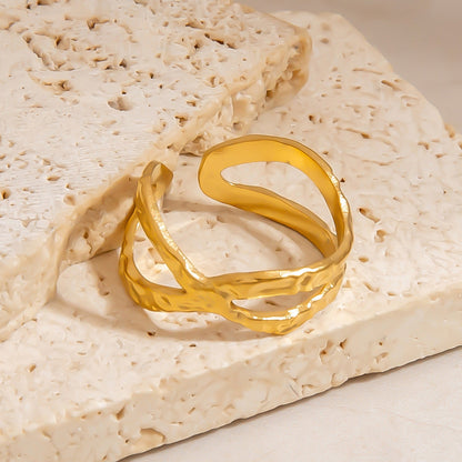 Open-Ended Leaf-Shaped Stainless Steel Ring Stylish Accessory