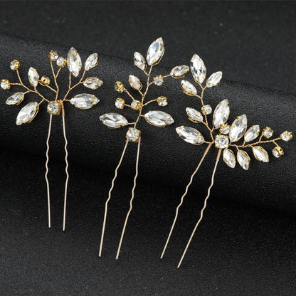 Crystal Hair Pins Set Irregular Design Metal Hair Accessories