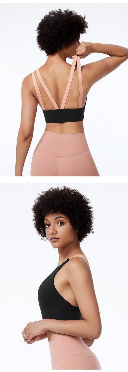 Quick-Drying Running Sports Underwear Ladies Fitness Color Matching Vest Sports Bra Anti-Vibration Yoga Clothes