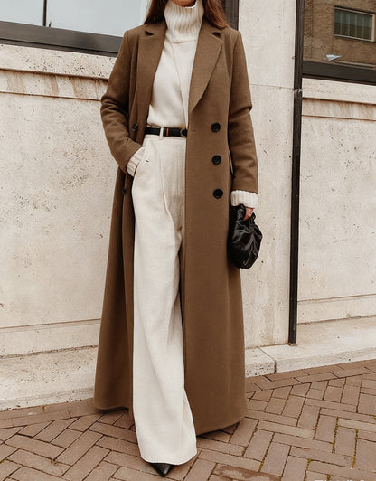 Elegant Casual Long Woolen Coat For Women