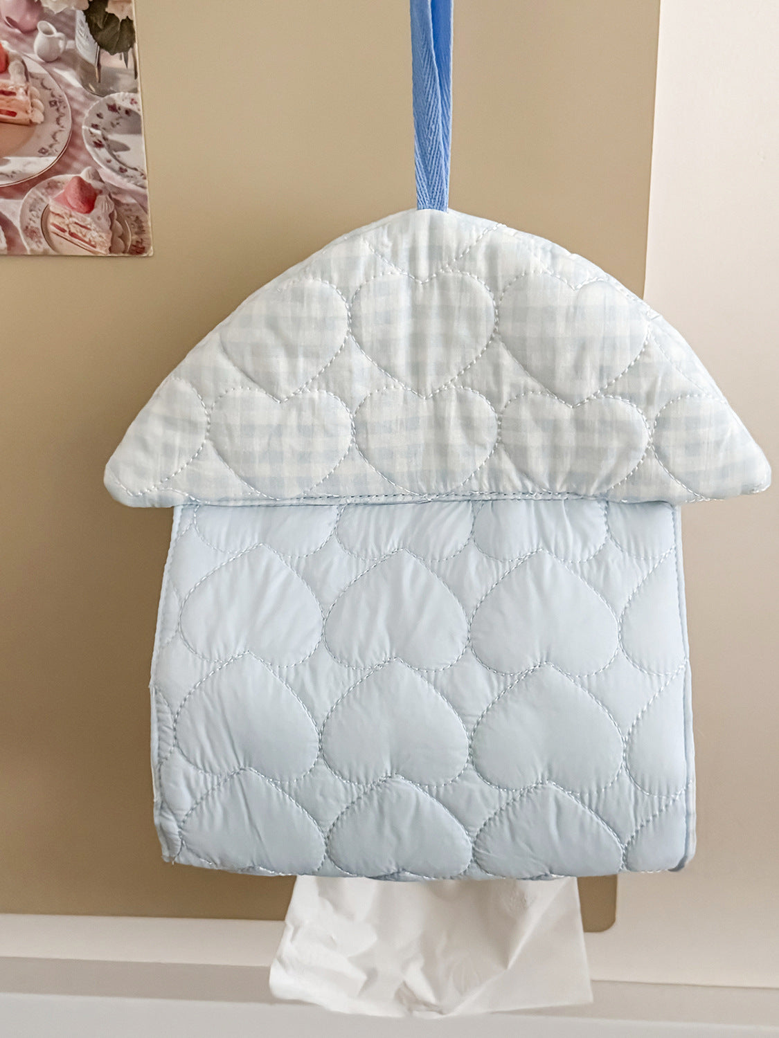 Heart-Shaped Quilted Tissue Organizer Car Hanging Holder