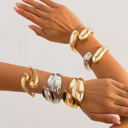 Trendy Ins Style Metal Droplet Cuff Bracelet for Women