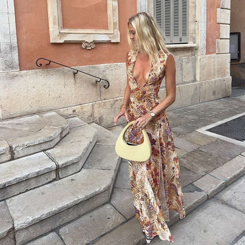 Elegant Floral Print Maxi Dress Bodycon Style