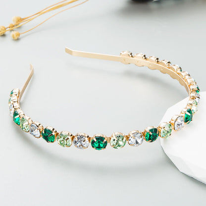 Baroque Gold Metal Headband With Colorful Rhinestones
