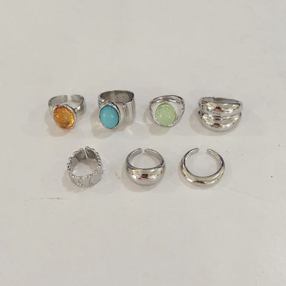 Geometric Vintage Gemstone Ring Set For Women