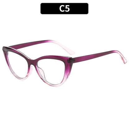 Trendy Color Block Cat Eye Blue Light Blocking Glasses for Women