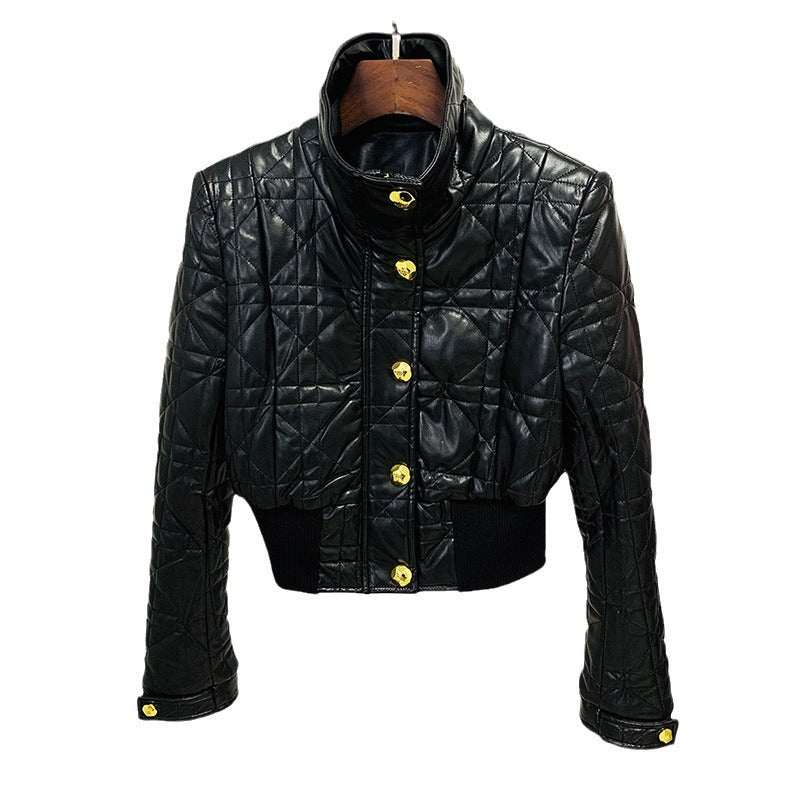 Slim Fit Short PU Leather Motorcycle Jacket
