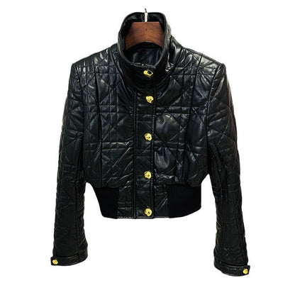 Slim Fit Short PU Leather Motorcycle Jacket