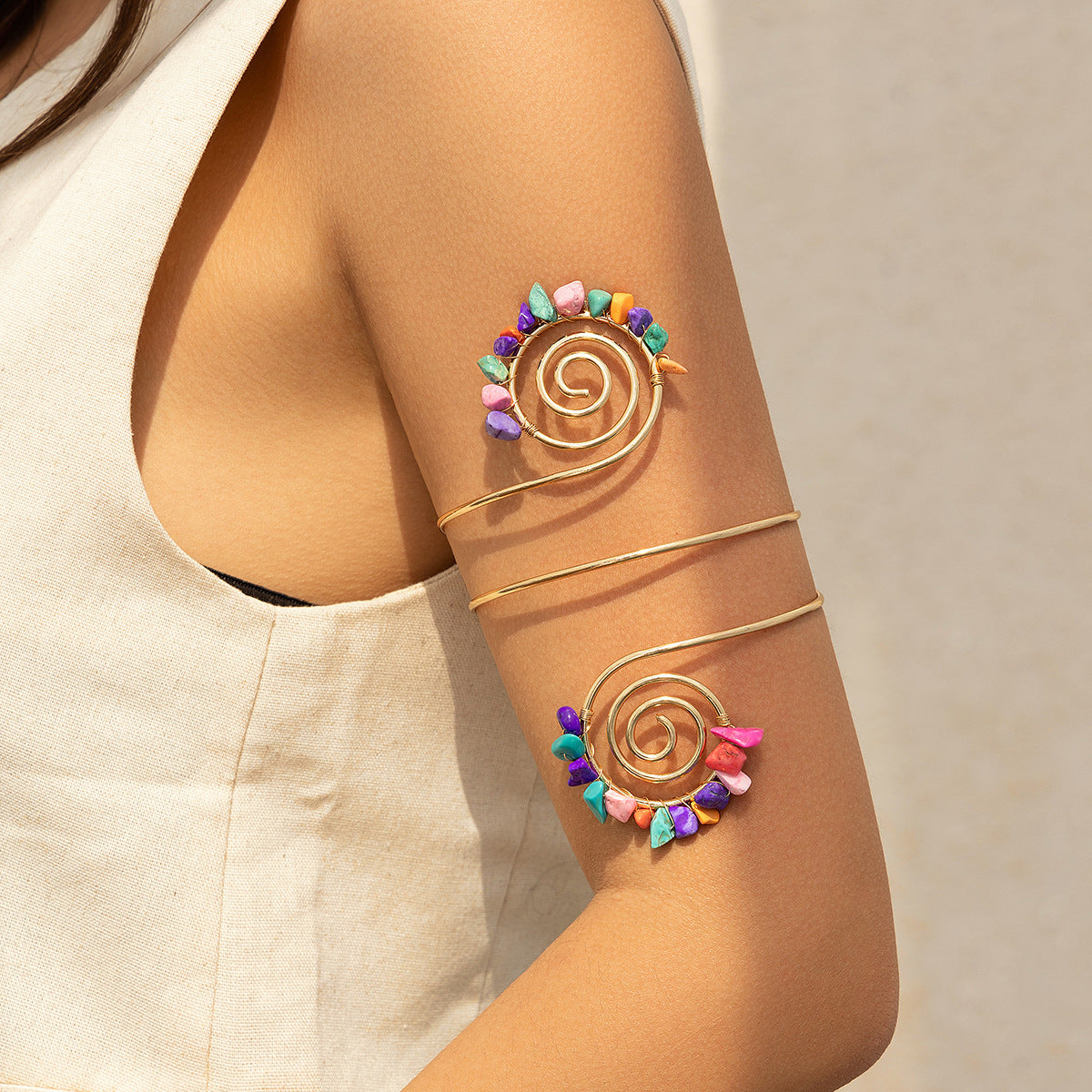 Vintage Irregular Beaded Line Arm Cuff