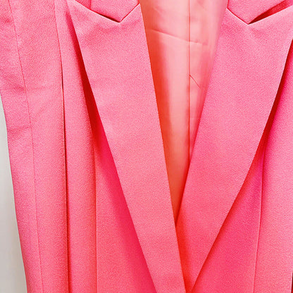 Double Breasted Longline Blazer Stylish Casual Coat