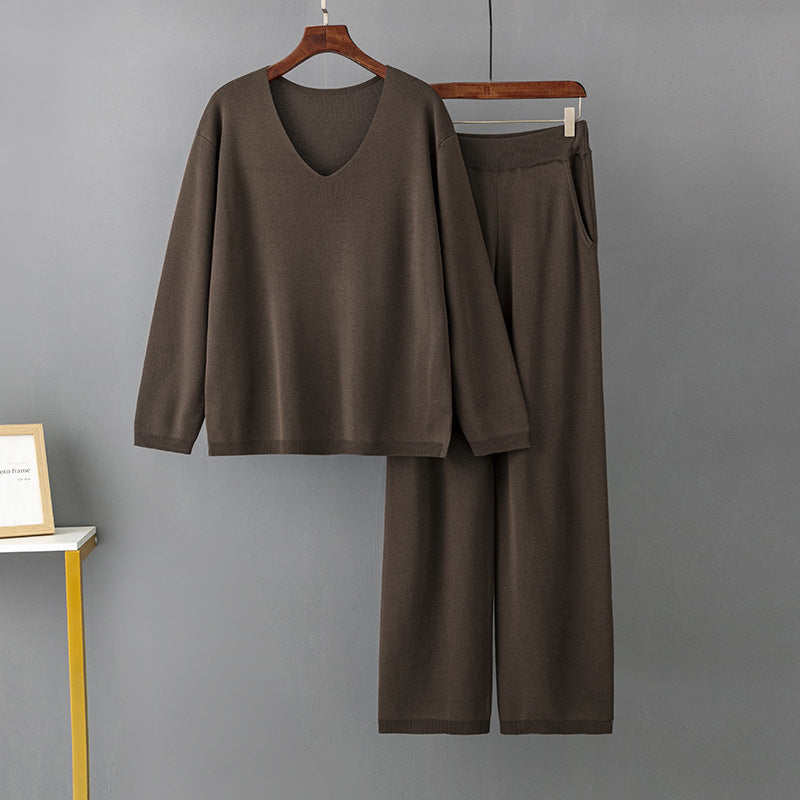 2+ Solid Color V-Neck Knit Sets