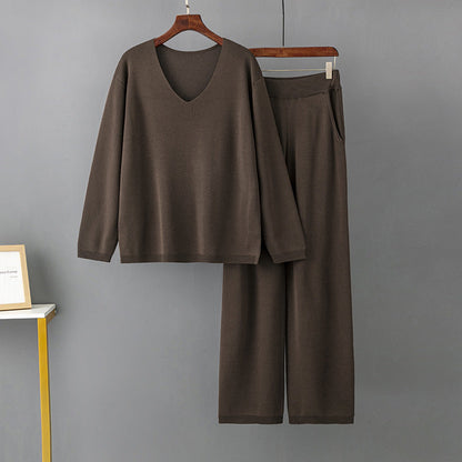 2+ Solid Color V-Neck Knit Sets