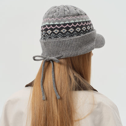 Retro Braided Wool Blend Knit Cap for Women