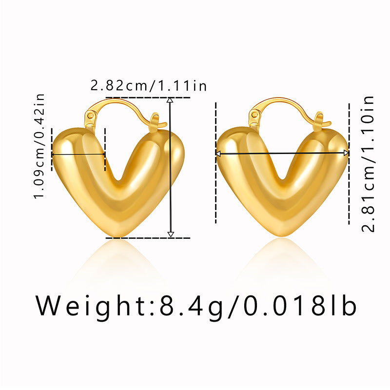 Metal Texture Heart Hoop Earrings