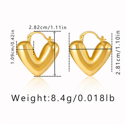 Metal Texture Heart Hoop Earrings