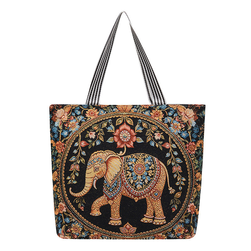 Cartoon Embroidered Canvas Tote Bag Stylish Soft Carryall