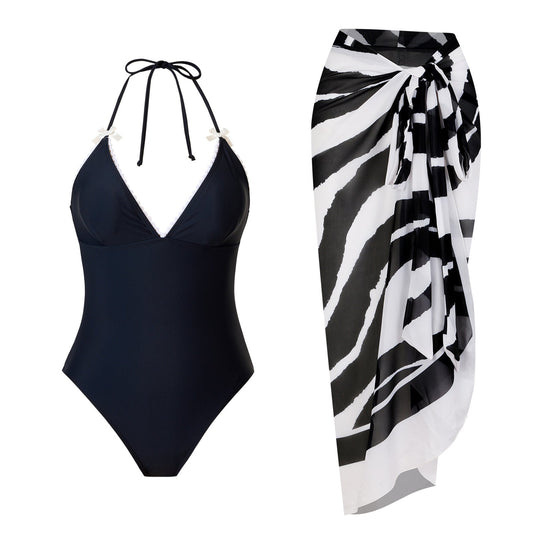String One Piece Swimwear with Cover