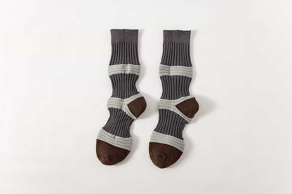 Striped Color Block Casual Crew Socks