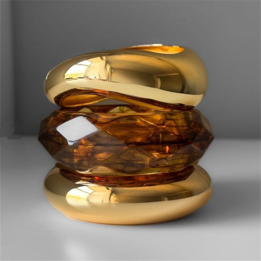 Round Irregular Acrylic Metal Bracelets