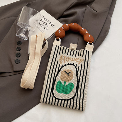Trendy Knitted Crossbody Phone Bag Cute Cartoon Design
