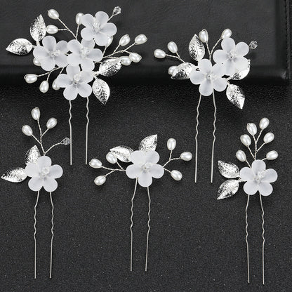 Flower Leaf U-Shaped Hair Pins Bridal Hair Accessories