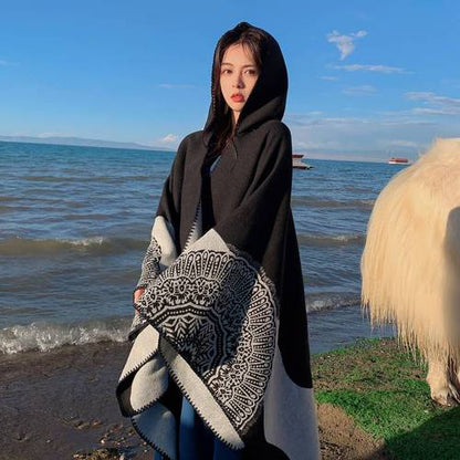 New Autumn And Winter Ethnic Scarf For Women Tibet Cloak Thickened Desert Cloak