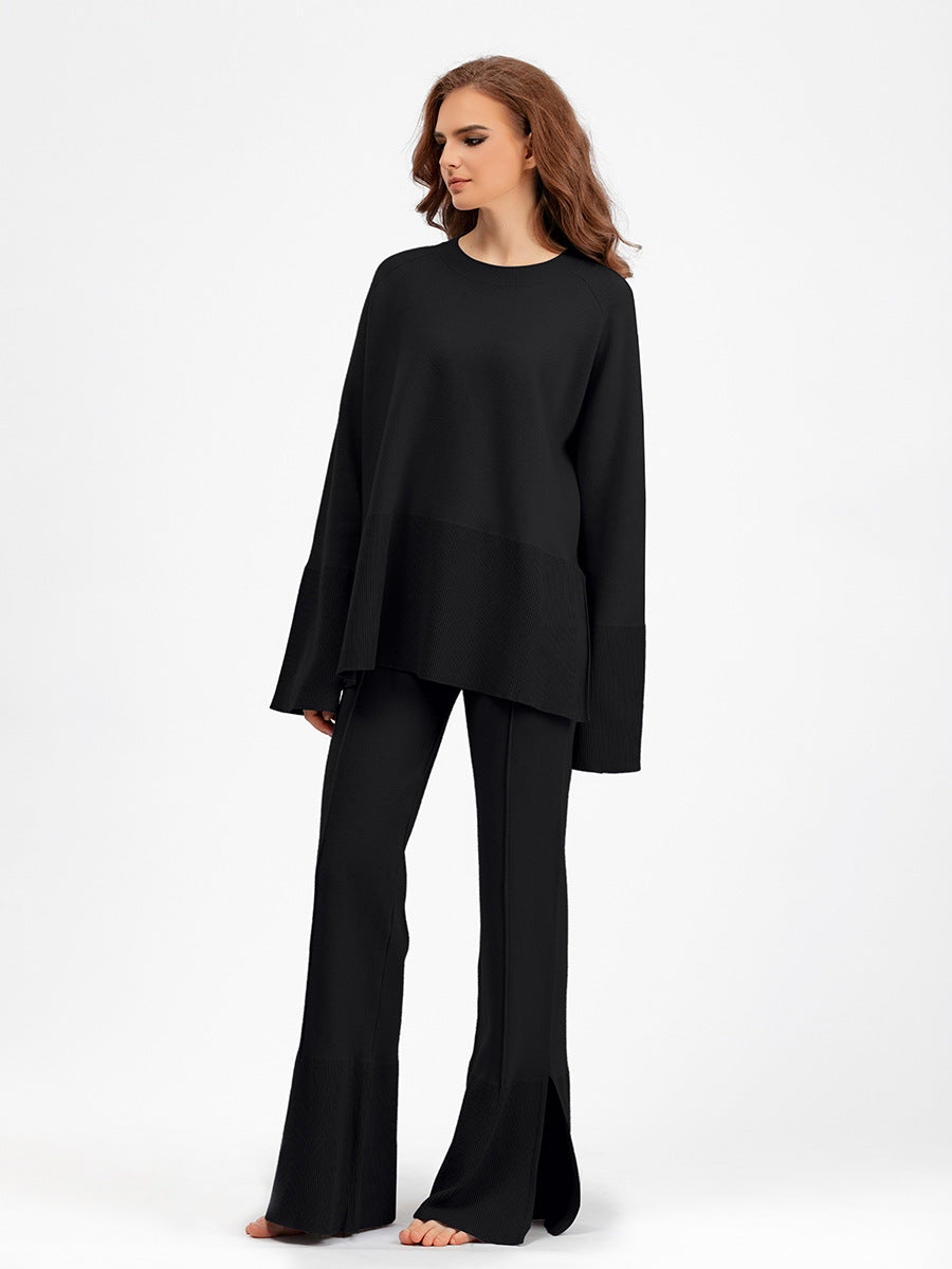 2+ Round Neck Side Split Knit Sets