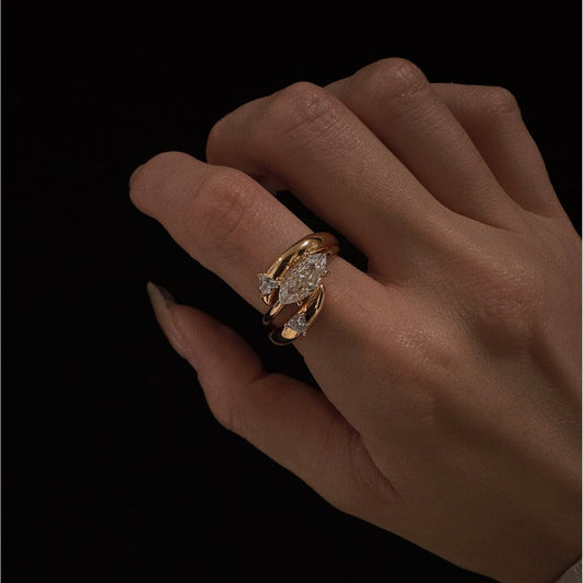 Simple Layered Rhinestone Elegant Rings