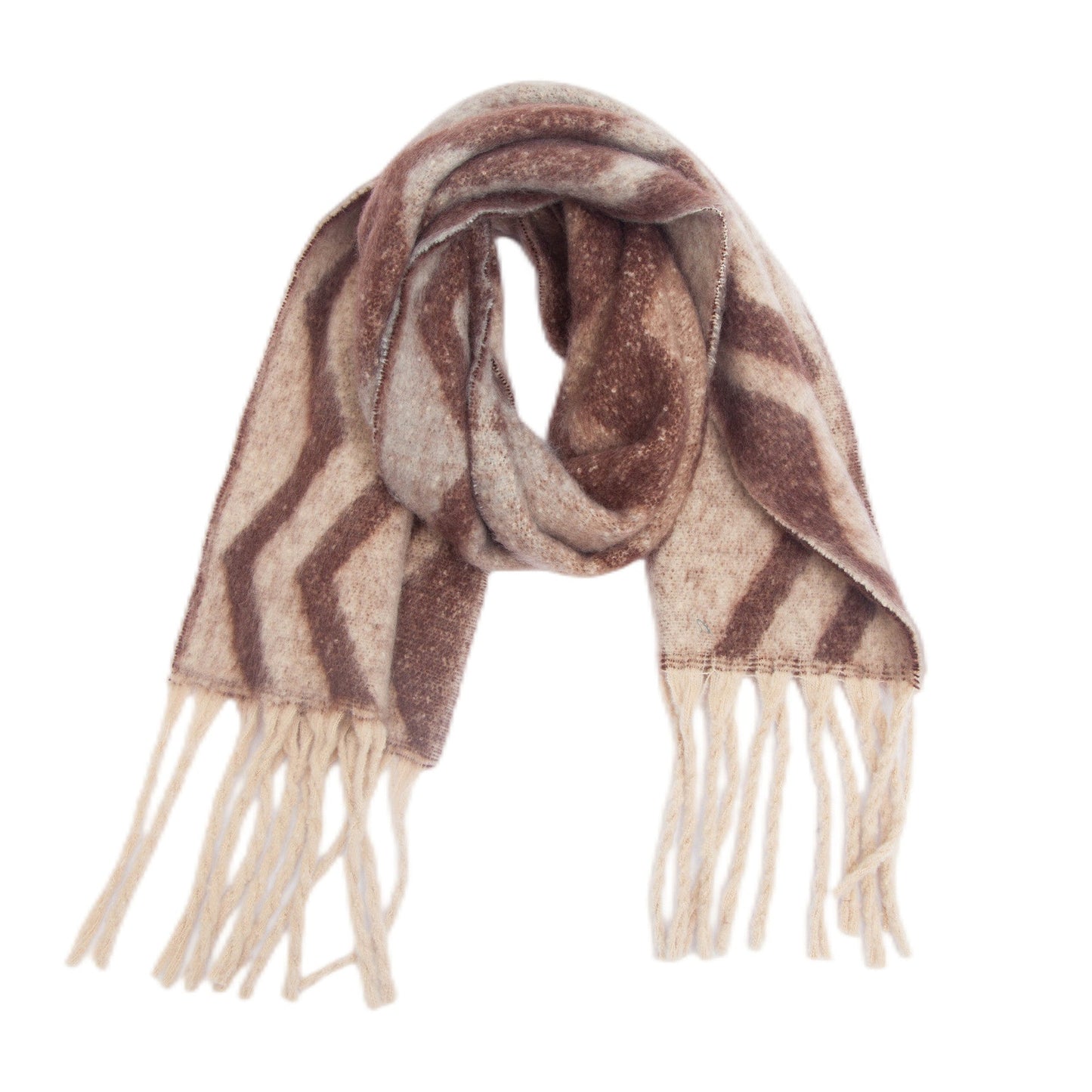 Gradient Color Print Tassel Scarf