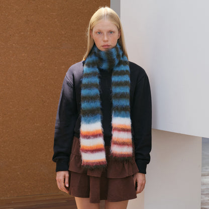 Color Block Striped Knitted Scarf Soft Acrylic Winter Accessory