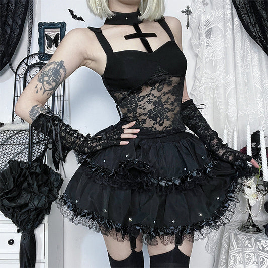 Cross Lace Halter Top Sexy Slim Fit Street Style
