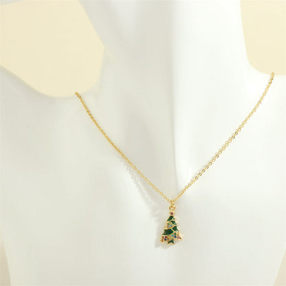 Simple Christmas Pendant Enamel Necklace
