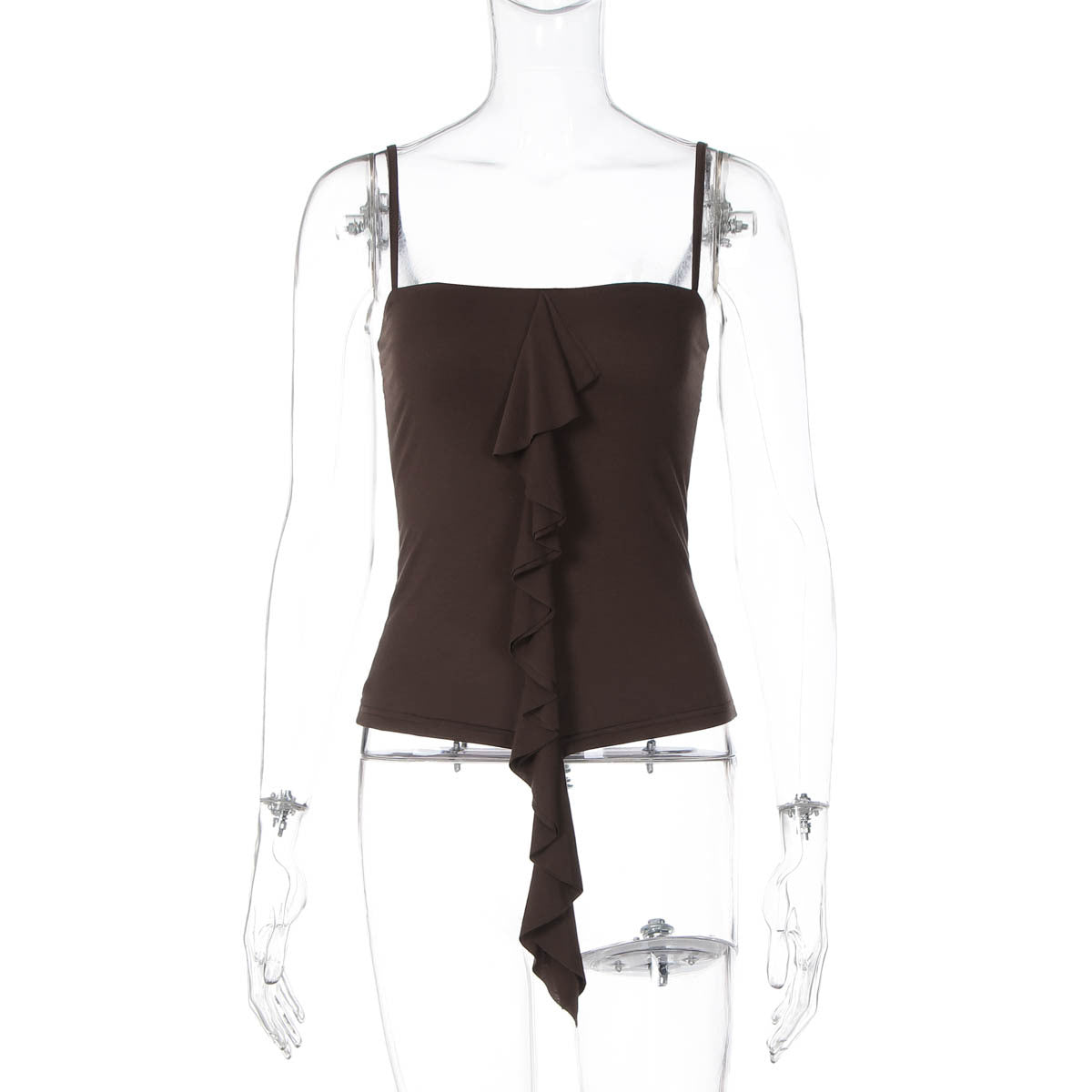 Trendy Casual Slim Fit Solid Color Cami Top with Ribbons