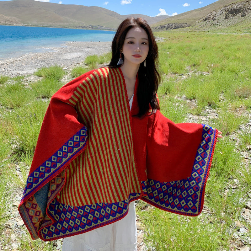 Ethnic Tibetan Shawl Cloak Warm Scarf