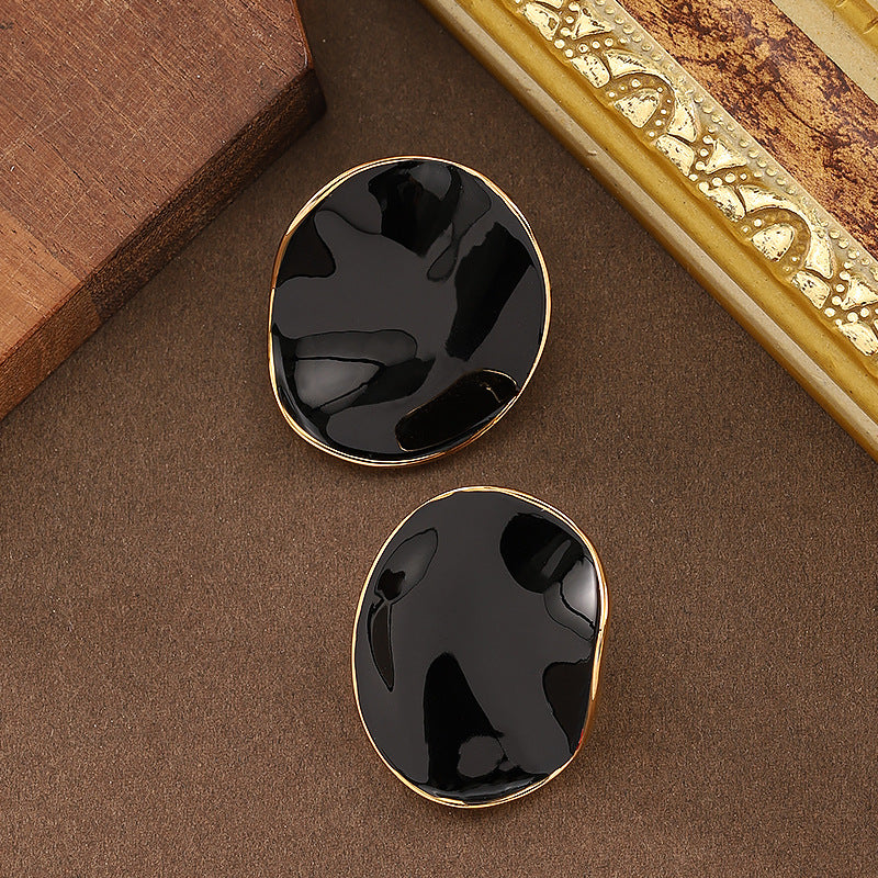 French Style Elegant Irregular Wave Drop Earrings High-End Aesthetic