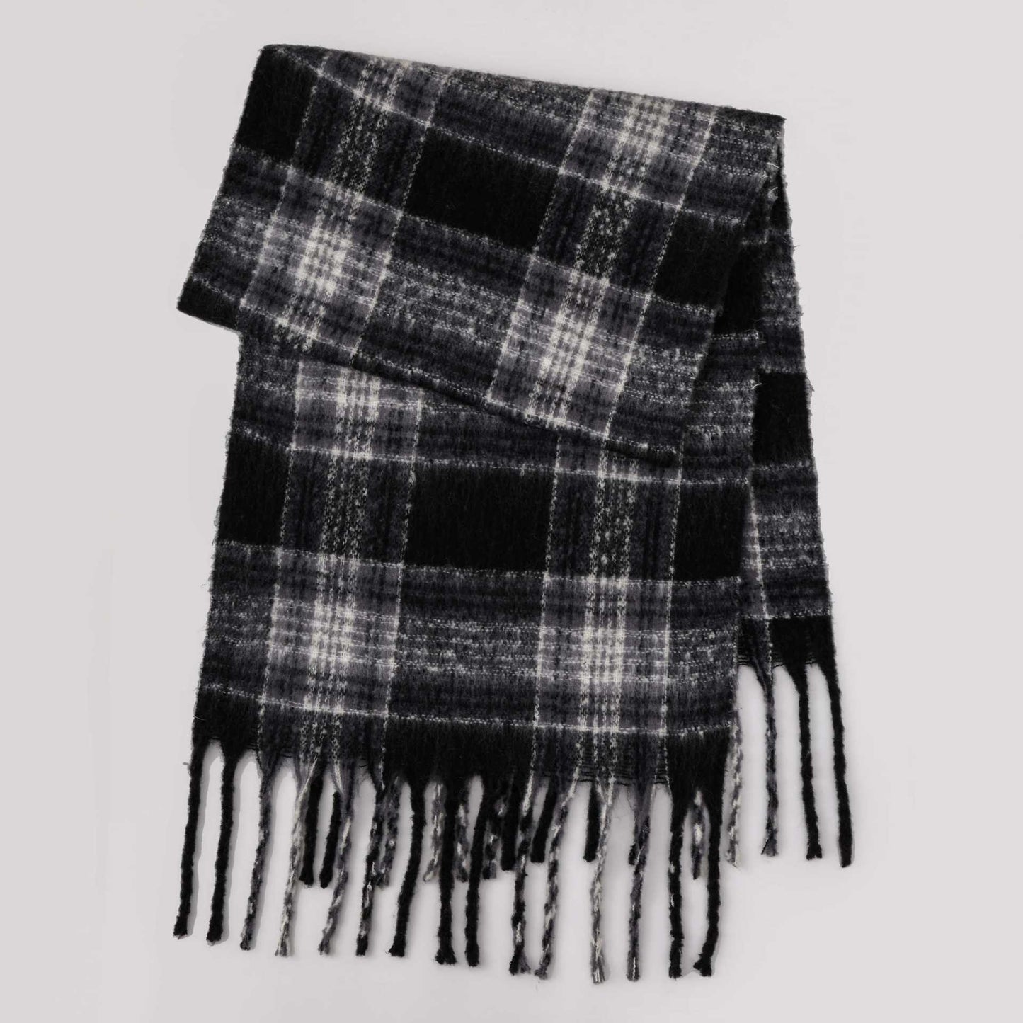 Trendy Plaid Thicken Warm Tassel Knit Scarf