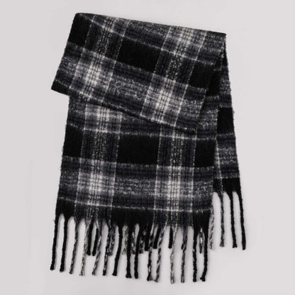 Trendy Plaid Thicken Warm Tassel Knit Scarf