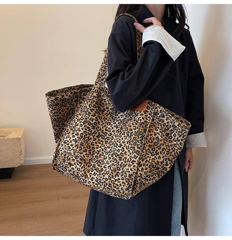 Leopaed Print Shoulder Bag Large Capacity Tote Bag
