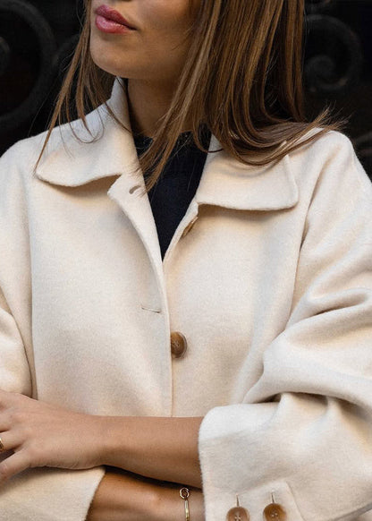 Cropped Wool Blend Jacket With Oversized Sleeves