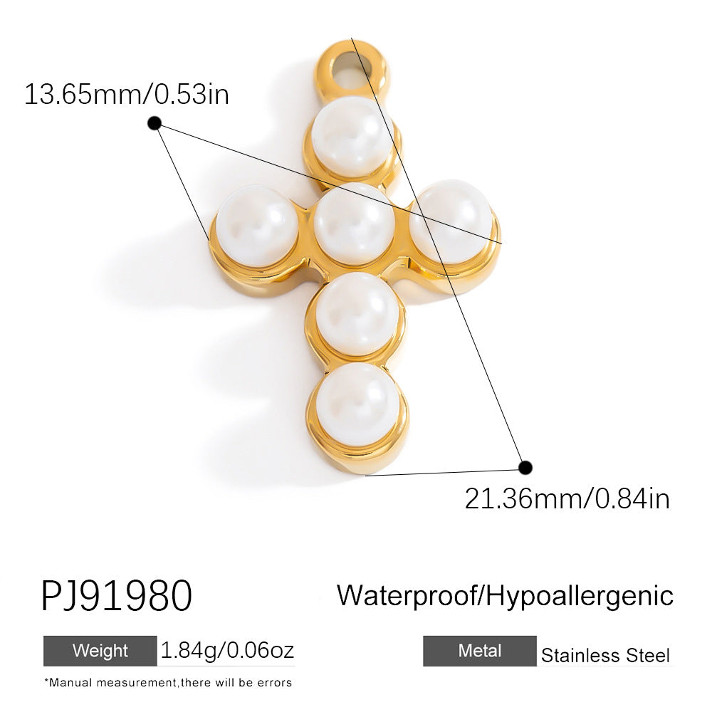 Cross Pendant Accessories DIY Jewelry Stainless Steel 18K Gold Bracelet Necklace