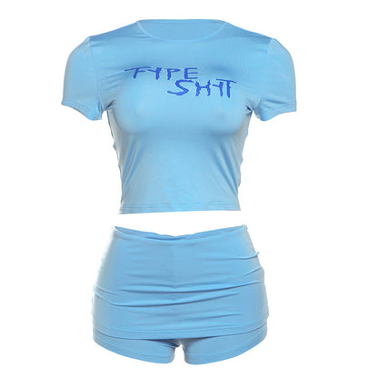 Trendy Sexy Cropped Top And Bodycon Shorts Outfit