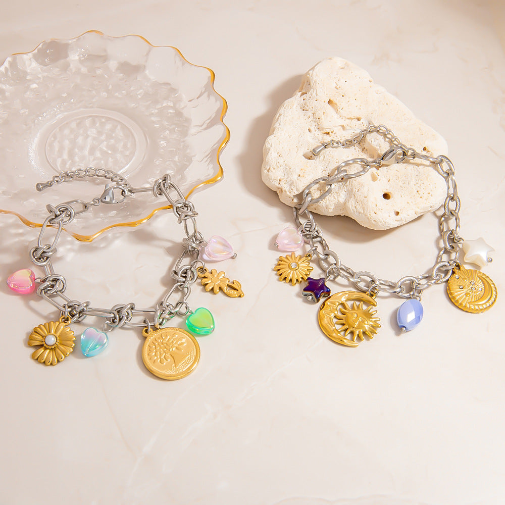 Trendy Stainless Steel Heart and Star Bracelets With Unique Design