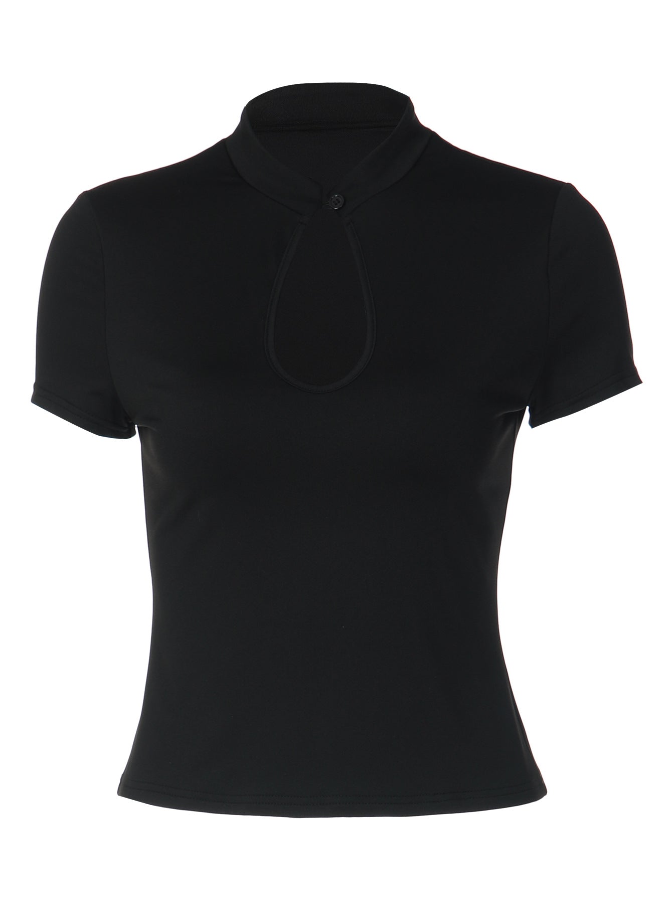 Fashionable Sexy Hollow Button Top Casual Short Sleeve Blouse