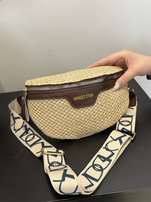 Trendy Woven Grass Crossbody Bag for Women